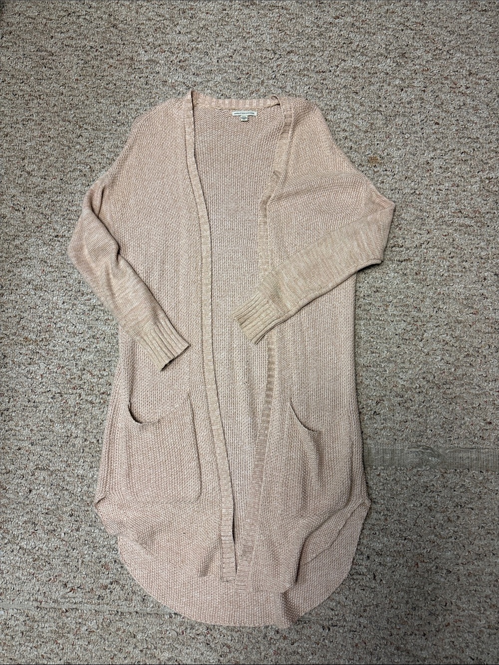 American Eagle Outfitters Dusty Blush Open-Front Long Cardigan